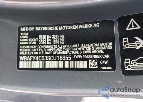 2025 BMW M850I xDrive z USA, uszkodzony, nr VIN WBAFY4C03SCU16855
